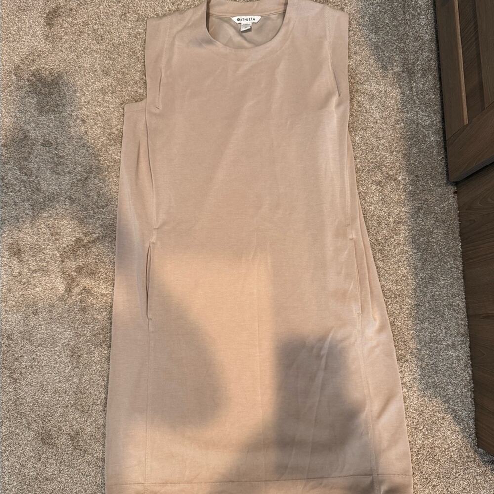 Athleta Tan Sleeveless Midi Dress